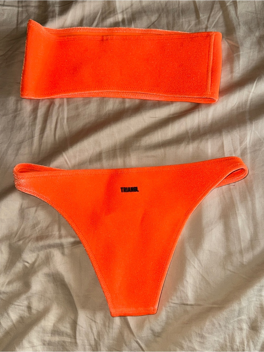 triangl swimwear Neon Orange Velvet Bandeau Bikini Set - Picture 2 of 4